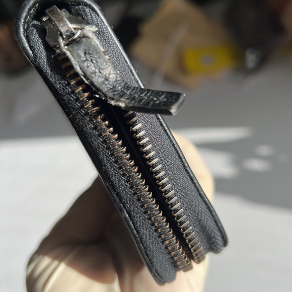 GUCCI GG Logo Canvas & Leather Zip Around Long Wallet Black Silver-tone Auth. - Picture 5 of 17